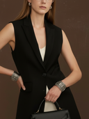 Women's Premium Old Money Style Cotton Blend Vest And Lyocell Blend Maxi Dress Set ZMZ2848A1K