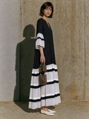 Women's Casual Color-Block V-Neck Maxi Dress ZMZ2788G5XT