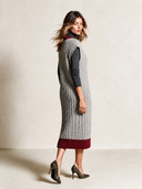 Women's Color-Block V-Neck Sleeveless Cable-Knit Midi Dress ZMZ2743H9XT