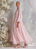 Women's Solid-Color Puff-Sleeve Flowy Maxi Dress ZMZ0952G6XT