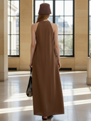 Women's High-end Old-money Style Pure Cotton With Embroidered Front And Hem Sleeveless Dress ZMZ2882B1K