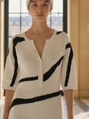 Women's French-style Elegant Knitted Short-sleeved Maxi Dress ZMZ0411B4K