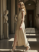 Women's Commuter Style Cotton Blend Fitted Maxi Dress ZMZ2745A3K