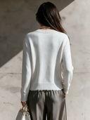 Women's Retro Casual Solid Color Cotton Yarn Frayed Edge Button Cardigan ZMZ1115I2ZJY
