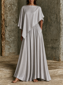 Women's Asymmetrical Cape Sleeve Satin Top And Skirt Two-Piece Set ZMZ2758G2XT