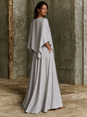Women's Asymmetrical Cape Sleeve Satin Top And Skirt Two-Piece Set ZMZ2758G2XT