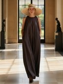 Women's Minimalist Old Money Style Cupro Blend Sleeveless Maxi Dress ZMZ1260B0K