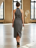 Women's Premium Minimalist Cotton Blend Sleeveless Slim-fit Midi Dress ZMZ1457B5K