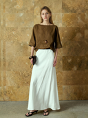 Women's Premium Old Money Style Tencel Linen Blend T-shirt And Skirt Set ZMZ2978A7K