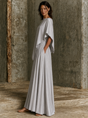 Women's Asymmetrical Cape Sleeve Satin Top And Skirt Two-Piece Set ZMZ2758G2XT