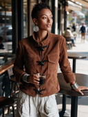 Women's Vintage Western-Style Faux Suede Jacket With Stand Collar And Toggle Fastenings ZMZ1788I2ZYY