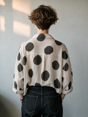 Women's Vintage Casual Cotton-Linen Polka-Dot V-Neck Long-Sleeve Shirt ZMZ0776G7ZYY