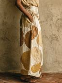 Women's Bohemian Artistic Style Blended Abstract Print High-Waisted Wide-Leg Culottes ZMZ2213E8YZH