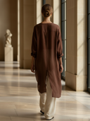 Women's Premium Old Money Style Tencel Blend Long Shirt And Pants Set (scarf Not Included) ZMZ3025A1K