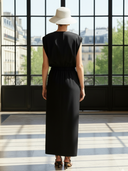 Women's High-end Old-money Style Lyocell Blend V-neck Sleeveless Maxi Dress ZMZ2812B1K