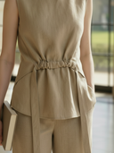 Women's French-style Elegant Cotton And Linen Blend T-shirt And Trousers Set ZMZ2981A5K