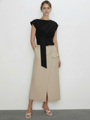 Women's Commuter Style Cotton And Linen Blend Skirt ZMZ1789A0K