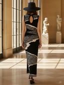Women's High-end Old-money Style Knitted Slim-fit Sleeveless Maxi Dress ZMZ2544B1K