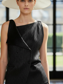 Women's Premium Commuter Bark-textured Cotton Blend Vest And Trousers Set ZMZ1491B2K