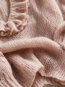 Women's Fashionable Light Pink Deep V-neck Ruffled Loose Long-sleeved Sweater ZMZ2007H3SWL
