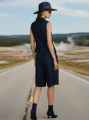 Women's American Retro Cotton Blend Vest And Bermuda Shorts Set ZMZ2666A4K