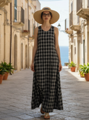 Women's Italian-style Romantic Plaid Sleeveless Maxi Dress ZMZ2766A8K