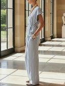 Women's French-style Elegant Cotton And Linen Blend Vest And Trousers Set ZMZ2667A2K