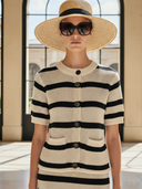 Women's Italian-style Romantic Knitted Short-sleeved Cardigan And Skirt Set ZMZ0528B4K