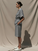 Women's American Retro Cotton And Linen Blend Shirt And Bermuda Shorts Set ZMZ2656A1K