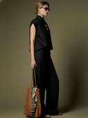 Women's Premium Minimalist Herringbone Linen T-shirt And Trousers Set ZMZ2746A9K