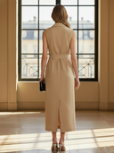 Women's Commuter Style Cotton Blend Sleeveless Maxi Dress ZMZ2633A4K