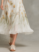 Women's Organza Floral Print Lapel Short-Sleeve Midi Dress (Includes Slip Dress) ZMZ2861D1XT