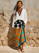 Women's Solid Color Top And Polka Dot Wrap Skirt Two-Piece Set ZMZ2730G2XT