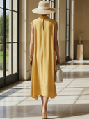 Women's Fashionable And Elegant Pure Cotton Sleeveless Midi Dress ZMZ1221B2K