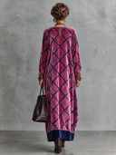 Women’s Vintage-Style Elegant Round-Neck Velvet Printed Loose-Fit Maxi Dress ZMZ3066J6ZYY