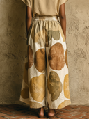 Women's Bohemian Artistic Style Blended Abstract Print High-Waisted Wide-Leg Culottes ZMZ2213E8YZH