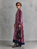 Women’s Vintage-Style Elegant Round-Neck Velvet Printed Loose-Fit Maxi Dress ZMZ3066J6ZYY