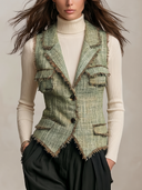 Women's Frayed Tweed Notch Lapel Fitted Vest ZMZ1774I3YZH