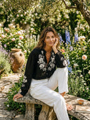 Women's Retro Casual Embroidered Cotton Linen Long-Sleeve Shirt ZMZ2774G0ZJY