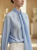 Women's Premium Minimalist Tencel Blend Shirt And Cotton Trousers Set ZMZ2619A0K