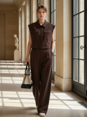 Women's French-style Elegant Cotton Blend Shirt And Trousers Set ZMZ3099A7K