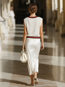 Women's Old Money Style Satin Slip Dress And V-Neck Knitted Tank Top Set ZMZ2761B5U