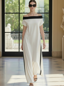 Women's Premium Minimalist Tencel Blend Off-the-shoulder Maxi Dress ZMZ0514B5K