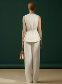 Women's Premium Old Money Style Cotton Blend Vest And Trousers Set ZMZ3063A9K