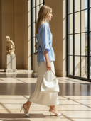 Women's Premium Elegant Tencel Blend Shirt And Skirt Set ZMZ3026A8K