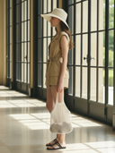 Women's Fashionable Old-money Style Pure Cotton Sleeveless Vest And Elastic Waist Shorts Set ZMZ1276B9K