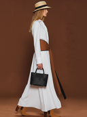 Women's American Retro Style Pure Cotton Long-sleeved Maxi Dress (with Belt) ZMZ3038A1K