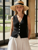 Women's Elegant Old-money Style Knitted Vest And Pure Cotton Bubble Skirt Set ZMZ0612B4K