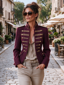 Women’s Burgundy Military-Style Slim-Fit Jacket ZMZ2152J3XT