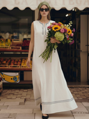 Women's Italian-style Romantic Pure Cotton Embroidered Maxi Dress ZMZ0254B9K